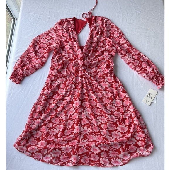 NWT Julia Jordon Red Pink Floral Long Sleeve Dress SZ 12 knee length - Picture 9 of 12